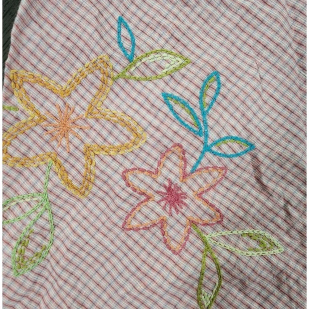 J. Jill Plaid Embroidered Flower Skirt Size 14‎